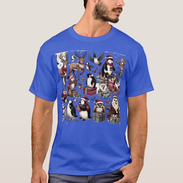 Festliche Tierversammlung Retro T-Shirt (Vorderseite)