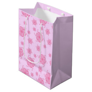 Festliche Tropen Blumen Monochrom Geschenktasche H Mittlere Geschenktüte