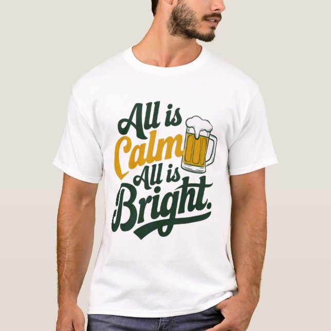 Festliche Typografie mit Bierdesign T-Shirt (Vorderseite)