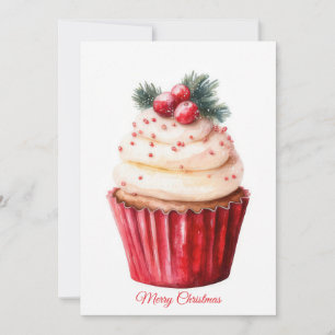 Festliche und elegante Weihnachts-Cupcake-Grußkart Feiertagskarte