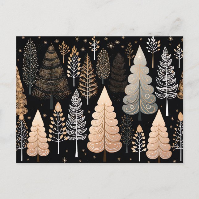 Festliche und elegante Weihnachtsbaumkarte Postkarte (Vorderseite)