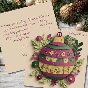 Festliche und elegante Weihnachtsbaumkugeln-Grußka Karte