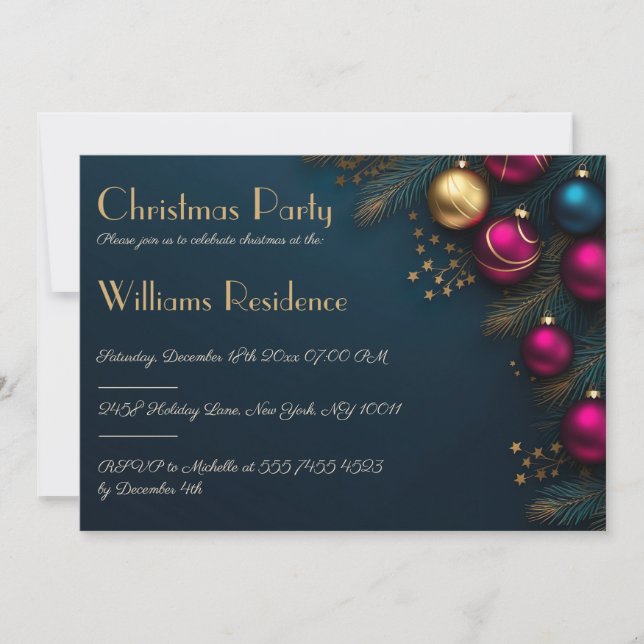 Festliche und elegante Weihnachtsfeier Party Einla Einladung (Vorderseite)