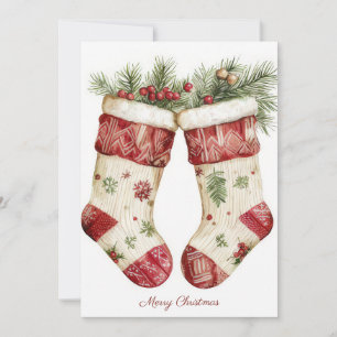 Festliche und elegante Weihnachtsstrumpf-Grüße Feiertagskarte