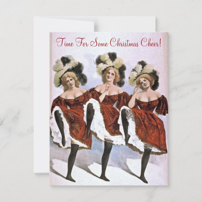Festliche Vintage Dame Dancers Christmas Cheer Einladung (Vorderseite)