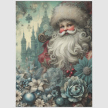 Festliche Vintage-inspirierte florale Santa-Decoup
