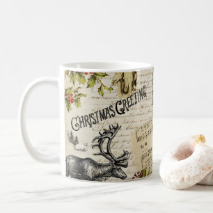 Festliche Vintage viktorianische Weihnachts Mädche Kaffeetasse