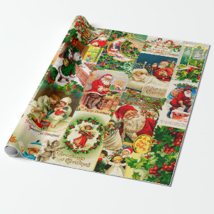 Festliche Vintage Viktorianische Weihnachtsfeier Geschenkpapier