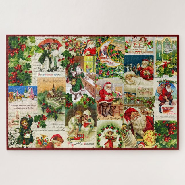 Festliche Vintage Viktorianische Weihnachtsfeier Puzzle (Horizontal)