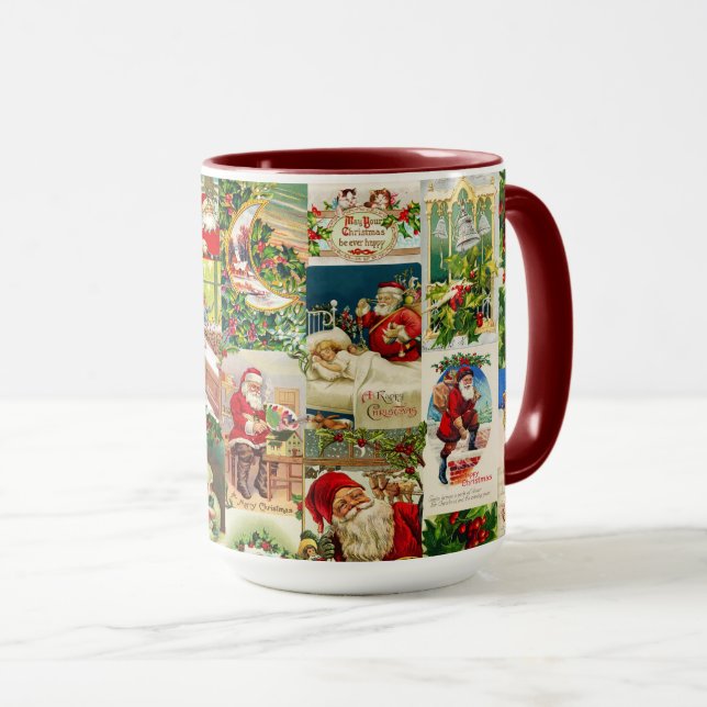 Festliche Vintage Viktorianische Weihnachtsfeier Tasse (VorderseiteRechts)