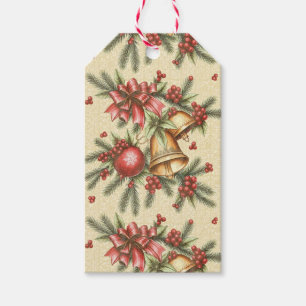 Festliche Vintage Viktorianische Weihnachtsglocken Geschenkanhänger