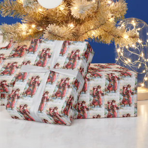 festliche vintage Weihnachten Santa Urlaub Geschenkpapier