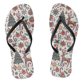 Festliche Vintage-Weihnachtsbaum-Geschenk-Zehenste Flip Flops