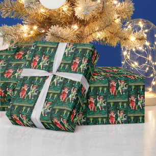 festliche vintage Weihnachtsengel gekachelt Geschenkpapier