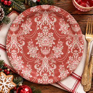 Festliche Vintage-Weihnachtsfeier Pappteller
