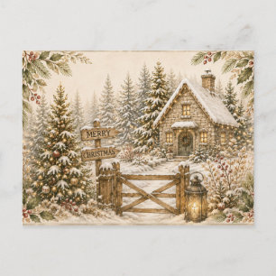 Festliche Vintage-Weihnachtsgrußkarte Postkarte