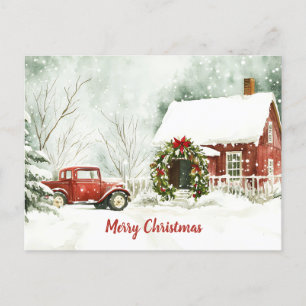 Festliche Vintage Weihnachtslandschaft Postkarte