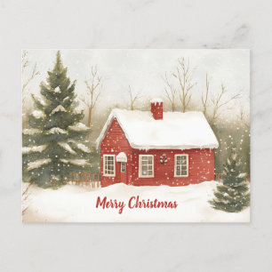Festliche Vintage Weihnachtslandschaft Postkarte