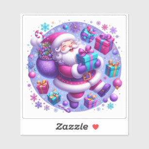 Festliche Violett Weihnachtsfreude mit Weihnachtsm Aufkleber