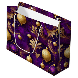 FESTLICHE VIOLETTE UND GOLDENE WEIHNACHTSKUGELN GROßE GESCHENKTÜTE