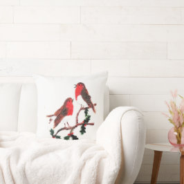 Festliche Vögel Holly Robins Kissen