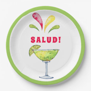 Festliche Wasserfarbe Margarita Salud-Papierplat Pappteller