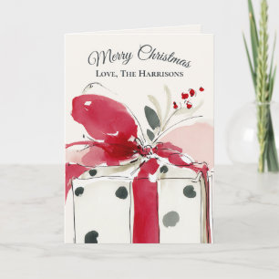 Festliche Wasserfarbe-Polka-Dot-Christmas-Karte Feiertagskarte