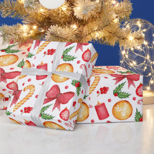 Festliche Wasserfarbe Weihnachtsdekorationen  Geschenkpapier