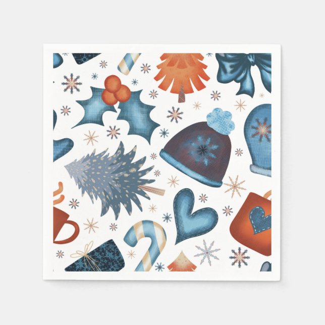 Festliche Wasserfarbe Winterweihnachtsmuster Serviette (Vorderseite)