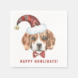 Festliche Wasserfarben Beagle Santa Happy Urlaub Serviette