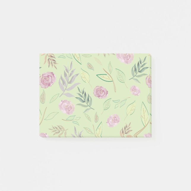Festliche Wasserfarben-Blumen 4 Post-it Klebezettel (Vorderseite)