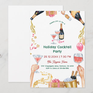 Festliche Wasserfarben-Feierabend-Cocktailparty Einladung