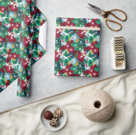 Festliche Wasserfarben-Feiertagssilhouetten  Geschenkpapier