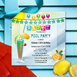 Festliche Wasserfarben Sommerpool Party Einladung