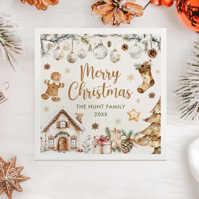 Festliche Wasserfarben-Weihnachtsfeier  Serviette (Von Creator hochgeladen)