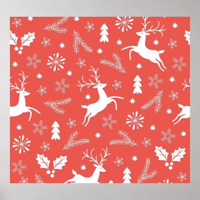 Festliche Weihnachten Nahtloses Muster Poster (Vorne)
