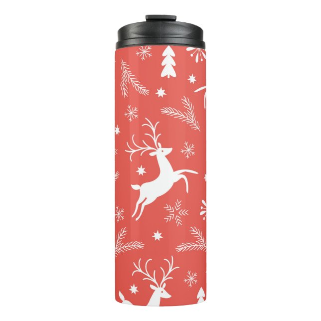 Festliche Weihnachten Nahtloses Muster Thermosbecher (Vorderseite)