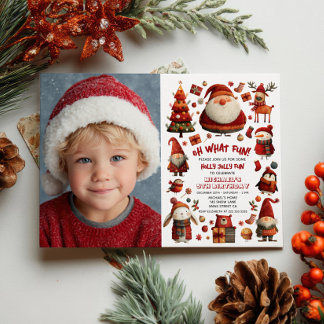 Festliche Weihnachten Niedliche Kinder Geburtstags Einladung