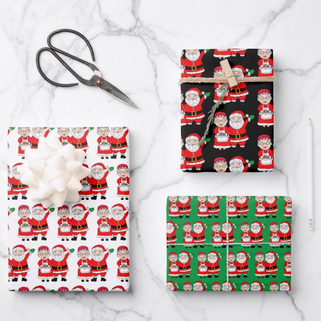 Festliche Weihnachten von Mr. und Mrs. Claus Geschenkpapier Set (Vorderseite)
