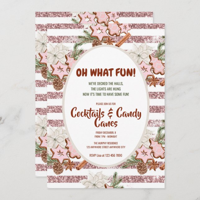 Festliche Weihnachten Wasserfarbe Cocktail Party I Einladung (Vorne/Hinten)