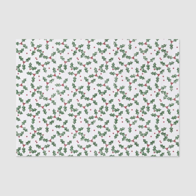 Festliche Weihnachten Wasserfarbe Holly Seidenpapier (Vorderseite)