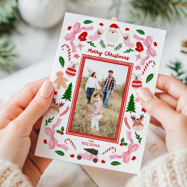 Festliche Weihnachts-Foto-Grußkarte Einladung (Fun Christmas Greeting Card)