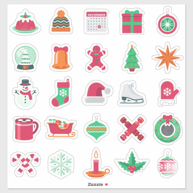 Festliche Weihnachts-Sticker-Sammlung Aufkleber (Blatt)