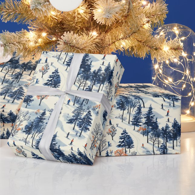Festliche Weihnachts-Winter-Skilaufen-Fliesen Must Geschenkpapier (Feiertage)