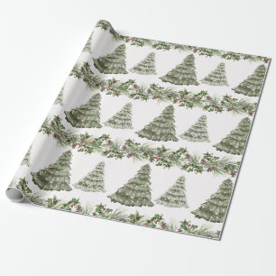 Festliche Weihnachtsbäume im Winter Geschenkpapier