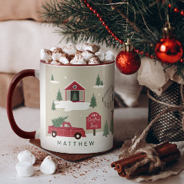 Festliche Weihnachtsbaumfarm Personalisiert Tasse