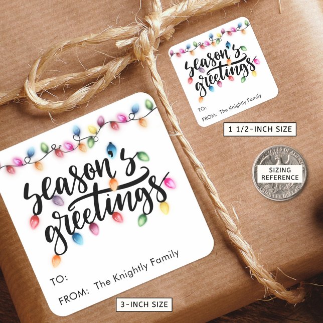 Festliche Weihnachtsbeleuchtung Frohe Festtage von Quadratischer Aufkleber (Von Creator hochgeladen)