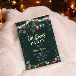 Festliche Weihnachtsbeleuchtung Kiefernäste Schnee Folieneinladung