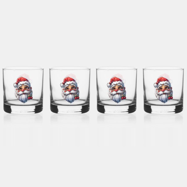 Festliche Weihnachtsbrille - Set von 4 Whiskyglas (Vorderseite)