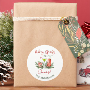 Festliche Weihnachtscocktails Making Spirits Brigh Runder Aufkleber